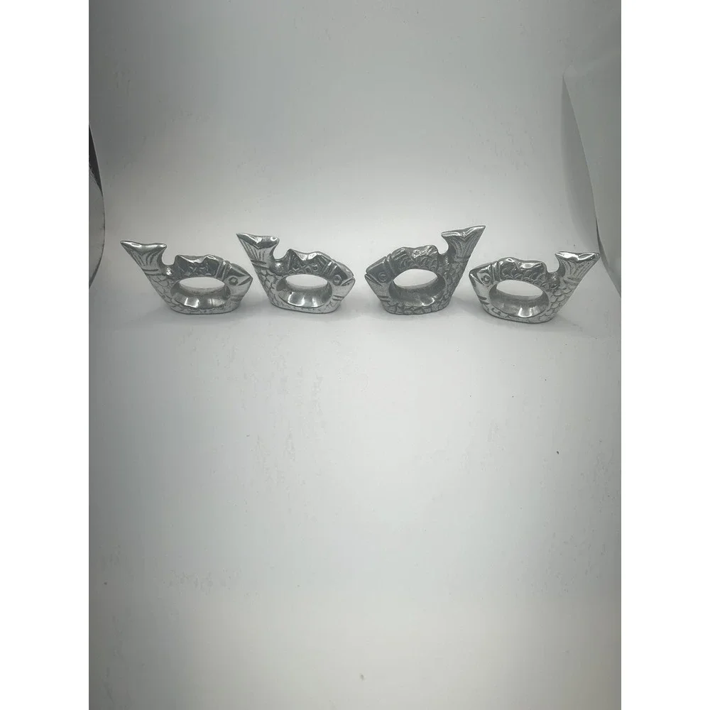 Set Of 4 Fish  Aluminum Napkin Holders